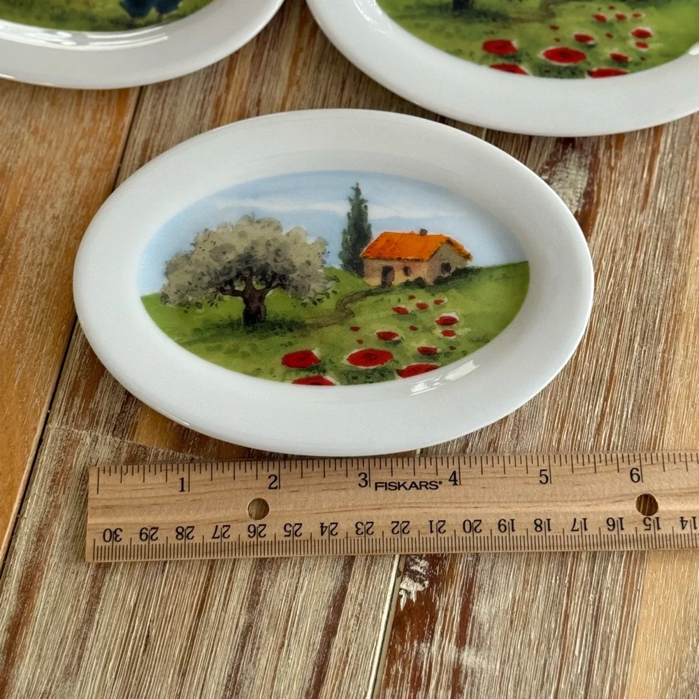 Vintage Susanne Riette Boston Warehouse Hand-Painted Tid Bit Plates Set of Four